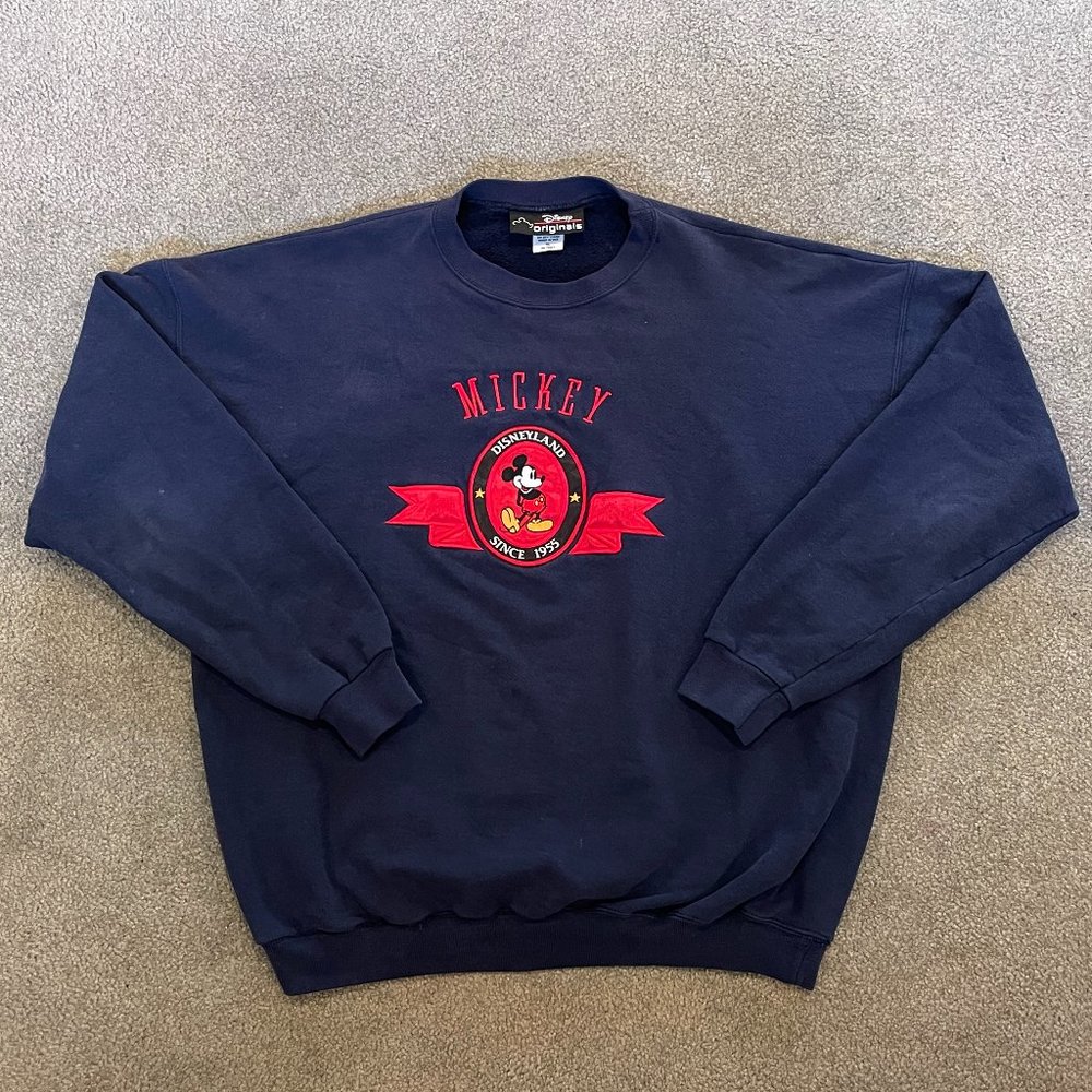 Vintage Mickey Mouse Disney Disneyland Official Navy Crewneck